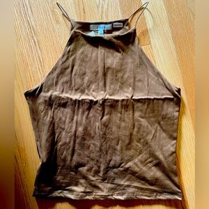 Brown Halter style crop top. Size large